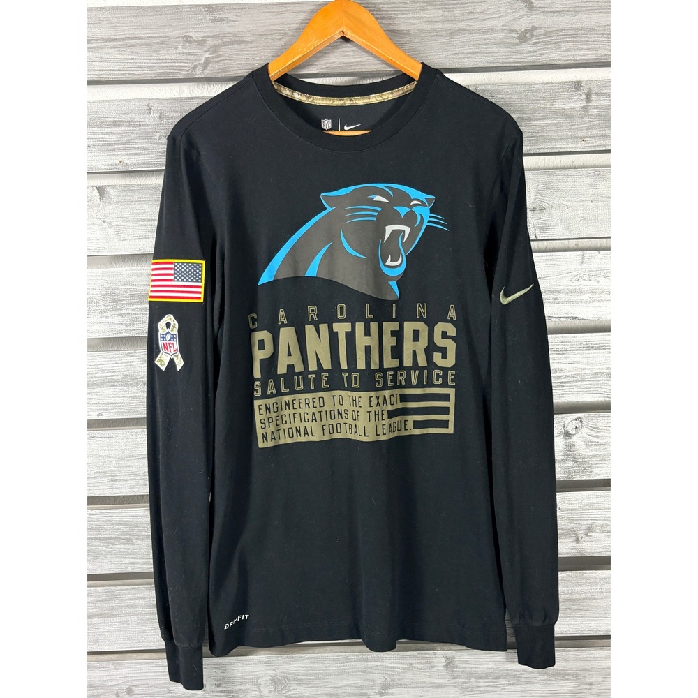 Nike Carolina Panthers Salute to Service Long Sleeve Shirt Mens Small Black NFL